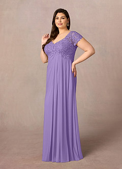 Azazie Macy 신부의 어머니 드레스 A라인 레이스 바닥 길이 드레스 image7