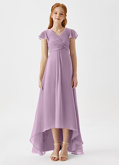 Azazie Breanne Junior Vestido de Glicinia de Gasa de Corte En A image6