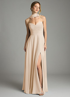 Azazie Ayla Abiti da Damigella Abito A-Line in Chiffon Scollo a Cuore Alabastro Bianco image7