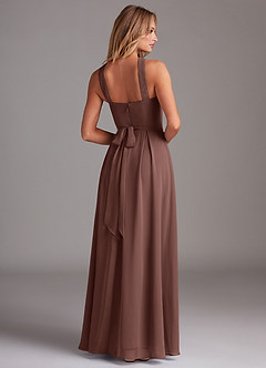 Azazie Dixie Bridesmaid Dresses Espresso A-Line Halter Pleated Chiffon Dress image2