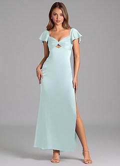Azazie Demia Bridesmaid Dresses Sea Glass Sheath Sweetheart Neckline Stretch Satin Dress image1