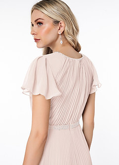 Azazie Kara Modest Bridesmaid Dresses A-Line Pleated Chiffon Floor-Length Dress image6