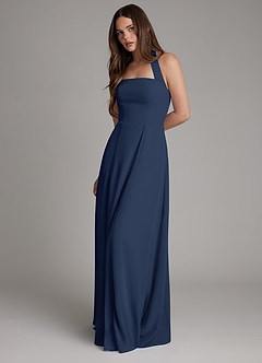 Azazie Irina Bridesmaid Dresses Dark Navy A-Line Pleated Chiffon Dress image7