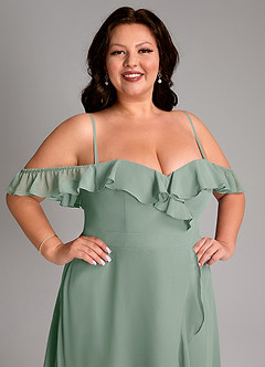 Azazie Lyra Bridesmaid Dresses Silver Sage A-Line Chiffon Convertible Dress image17