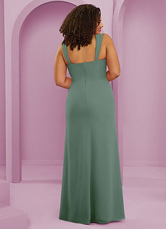 Barbie ♥ Azazie Brautjungfernkleider Meerjungfrau-Linie Plissee Chiffon Kleid Eukalyptus image7