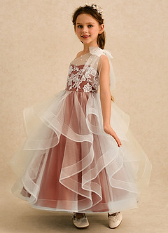 Azazie Zoey Flower Girl Dresses Cinnamon Ball-Gown Lace Tulle Dress image5