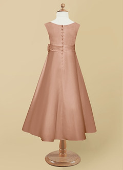 Azazie Lindy Flower Girl Dresses Champagne Rose A-Line Pleated Matte Satin Dress image11