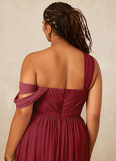 Christian Siriano Bridal for Azazie 1014 Bridesmaid Dresses Pomegranate A-Line Off the Shoulder Chiffon Dress image16
