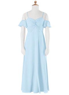 Azazie Juna Junior Sky Blue A-Line Off the Shoulder Chiffon Dress image6