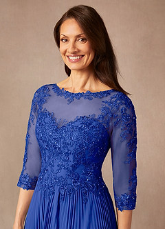 Azazie Corinne Kleider für die Brautmutter A-Linie Pailletten Chiffon Kleid Königsblau image6