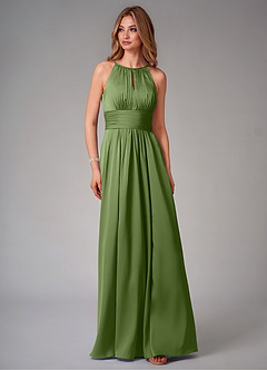 Azazie Bonnie Bridesmaid Dresses Juniper A-Line Pleated Stretch Satin Dress image6