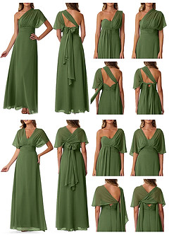 Azazie Fifi At-home Try On Dresses Matcha A-Line Strapless Chiffon Convertible Dress image10