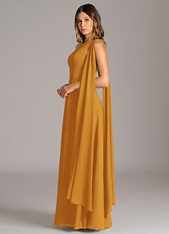 Azazie Tella Bridesmaid Dresses Butterscotch A-Line One Shoulder Chiffon Dress image5