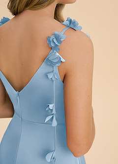 Azazie Gumdrop Junior Powder Blue Empire Pleated Stretch Satin Dress image6