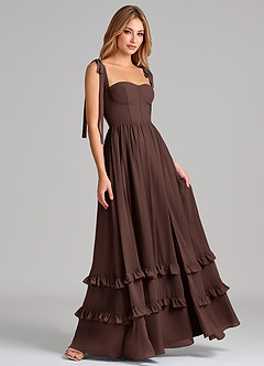 Azazie Anastacia 신부 들러리 드레스 A라인 스윗하트 네크라인 쉬폰 바닥 길이 드레스 image8