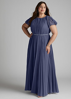 Azazie Kara vestidos de dama de honor modestos Vestido de Corte En A Plisado Hasta el suelo Gasa image13