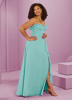 Barbie ♥ Azazie Bridesmaid Dresses Aqua A-Line Sweetheart Neckline Chiffon Dress image12