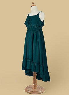 Azazie Karmen Flower Girl Dresses Pine A-Line Ruched Chiffon Dress image10
