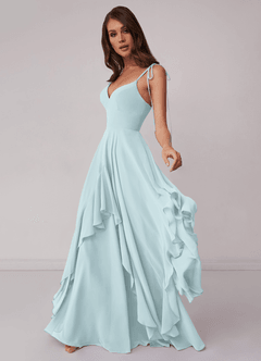 Barbie ♥ Azazie Bridesmaid Dresses Mist A-Line Bow Chiffon Dress image3