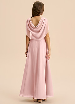 Azazie Lambie Junior Powder Pink A-Line Pleated Chiffon Dress image1
