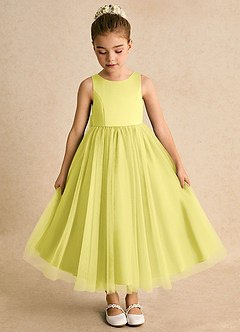 Azazie Solia Abiti da Ragazza di Fiori Abito Principessa in Tulle Fiocco Canarino image6