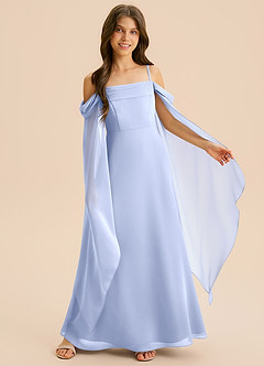 Azazie Moana Junior Linia A Pofałdowany Szyfon Długość podłogi Młodsza druhna Sukienka image4