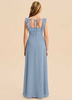 Azazie Nori Junior Dusty Blue A-Line Ruched Chiffon Dress image2