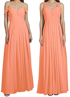 Azazie Kaitlynn Bridesmaid Dresses Sunset Empire Ruched Chiffon Convertible Dress image8