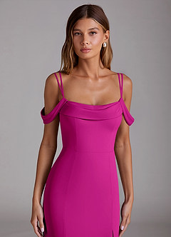 Azazie Callan Bridesmaid Dresses Fuchsia Mermaid Pleated Chiffon Convertible Dress image4