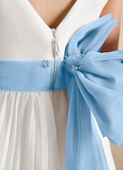 Azazie Margot Flower Girl Dresses Ivory Powder Blue A-Line Pleated Chiffon Dress image9
