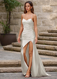 Lustre Weiß Satin-Ballkleid image5