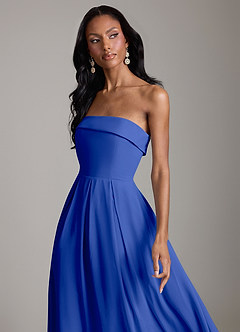 Azazie Lucienne Bridesmaid Dresses Royal Blue A-Line Strapless Chiffon Convertible Dress image4