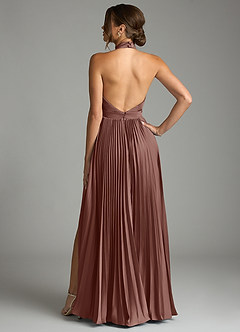 Azazie Zienna 신부 들러리 드레스 A라인 주름진 스트레치 새틴 바닥 길이 드레스 image2