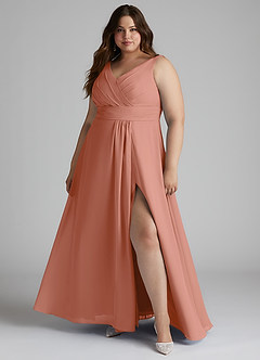 Azazie Karina Bridesmaid Dresses MAI TAI A-Line Pleated Chiffon Dress image6