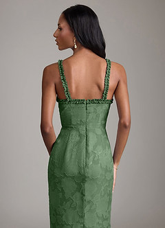 Azazie Corina Final Sale Eucalyptus Mermaid Ruched Floral Burnout Dress image3