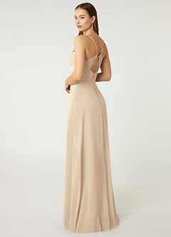 Azazie Minie Bridesmaid Dresses Champagne A-Line Bow Chiffon Dress image5