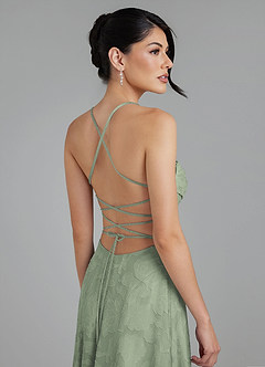 Azazie Tatum Bridesmaid Dresses Agave A-Line Corset Floral Burnout Dress image10