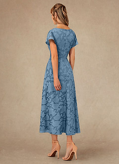 Azazie Vera Abiti per la Madre della Sposa Abito A-Line in Burnout Floreale Plissettato Blu Acciaio image3