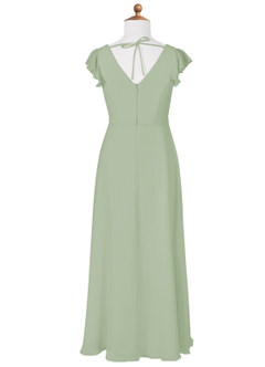 Azazie Claudine Junior Dusty Sage A-Line Pleated Chiffon Dress image6