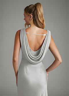 Azazie Elena Bridesmaid Dresses Silver Mermaid Pleated Stretch Satin Dress image6