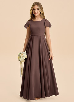 Azazie Cady Junior Ganache A-Line Pleated Chiffon Dress image1