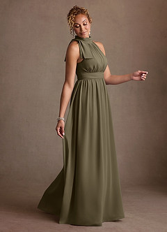 Azazie Antoinette Mother of the Bride Dresses Willow Green A-Line Pleated Chiffon Dress image4