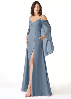 Azazie Cienna Bridesmaid Dresses Twilight A-Line Off the Shoulder Chiffon Dress image4