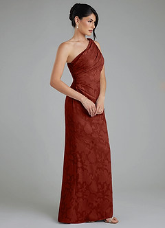 Azazie Akilah Bridesmaid Dresses Terracotta Mermaid One Shoulder Floral Burnout Dress image3