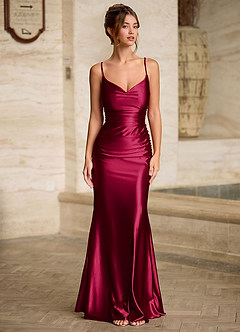 Scarlett Wine Backless Lace-up Mermaid Prom Dress image6