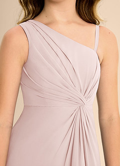 Azazie Brooke Junior Blushing Pink A-Line Side Slit Chiffon Dress image7