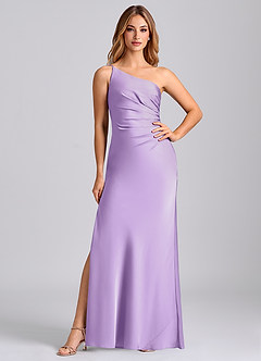 Azazie Marseli Bridesmaid Dresses Lilac Mermaid One Shoulder Stretch Satin Dress image3