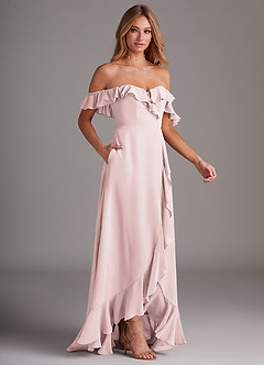 Azazie Lyra Bridesmaid Dresses Blushing Pink A-Line Chiffon Convertible Dress image6