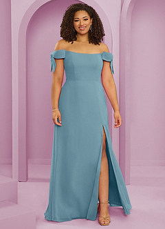 Barbie ♥ Azazie Bridesmaid Dresses Moody Blue A-Line Off the Shoulder Chiffon Convertible Dress image7