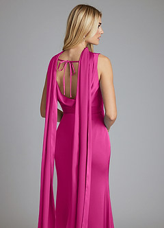 Azazie Tallie Bridesmaid Dresses Fuchsia Mermaid Pleated Stretch Satin Dress image3